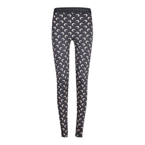 Zwarte Leggings met Halve Maan Print Marine Serre , Black , Dames