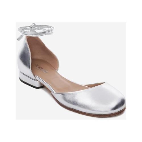 Zilveren Leren Veterschoen Ballerina Durazzi Milano , Gray , Dames