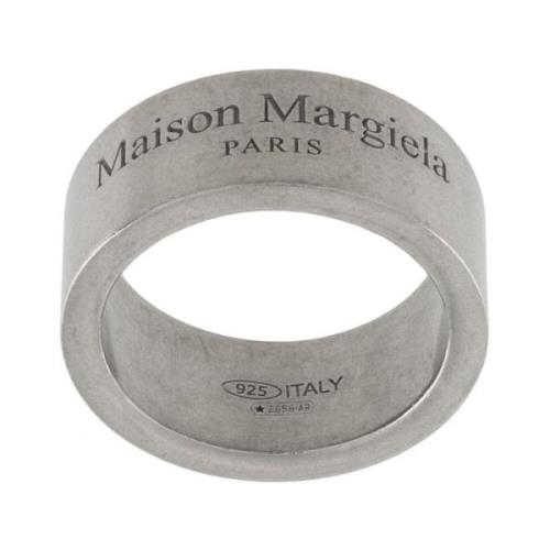 Stijlvolle Zilveren Logo Ring Maison Margiela , Gray , Heren