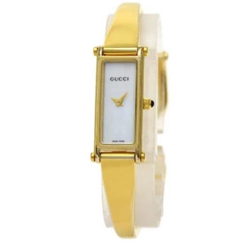 Tweedehands Gele Leren Gucci Horloge Gucci Vintage , Yellow , Dames