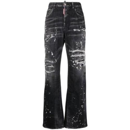 Distressed Bootcut Jeans Dsquared2 , Black , Dames