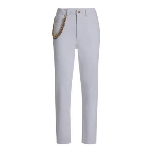 High-Waisted Slim Fit Cropped Jeans met Kettingdetail Guess , White , ...