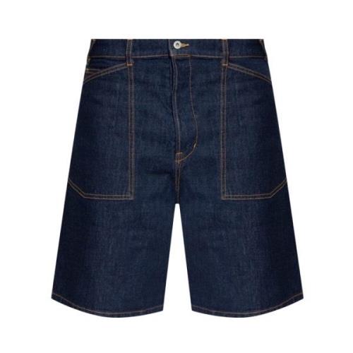 Donkerblauwe Denim Shorts met Verstelbare Gesp Kenzo , Blue , Heren