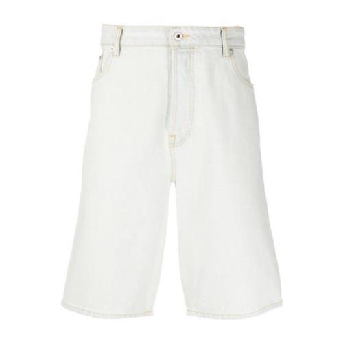 Logo-geborduurde denim shorts Kenzo , White , Heren