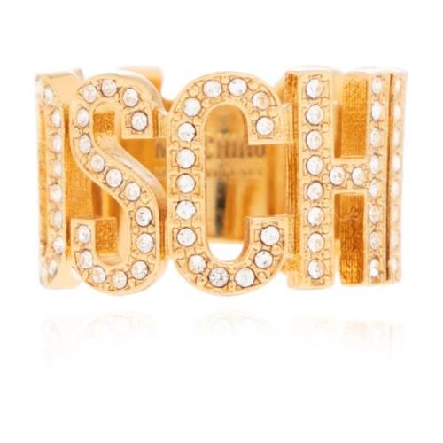 Ring met logo Moschino , Yellow , Dames