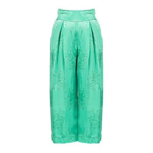 Loszittende Broek met Hoge Taille en Bloemenpatroon Pinko , Green , Da...