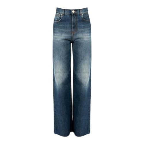 Klassieke hoog getailleerde versleten jeans Pinko , Blue , Dames