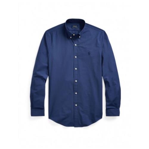 Stretch Katoen Poplin Casual Overhemd Polo Ralph Lauren , Blue , Heren