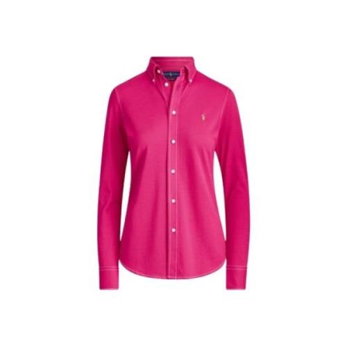 Heidi Gewatteerde Gebreide Polo Shirt Polo Ralph Lauren , Pink , Dames