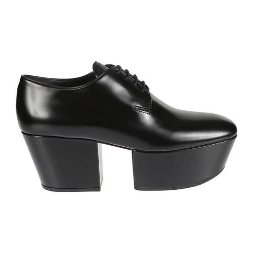 Leren Platform Loafers Prada , Black , Dames
