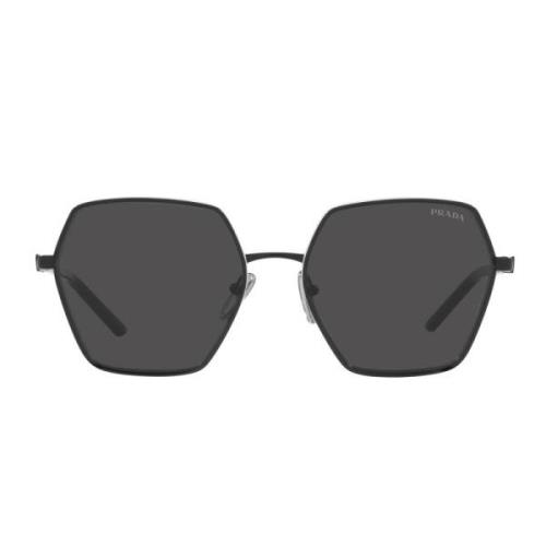 Vierkante metalen zonnebril met donkergrijze lenzen Prada , Black , Un...