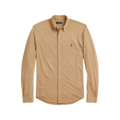 Kameel Geknoopte Kraag Shirt Ralph Lauren , Beige , Heren