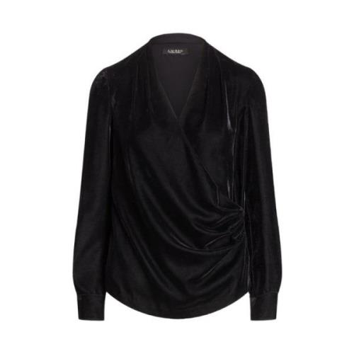 Zwarte Gekruiste Fluwelen Overhemd Ralph Lauren , Black , Dames