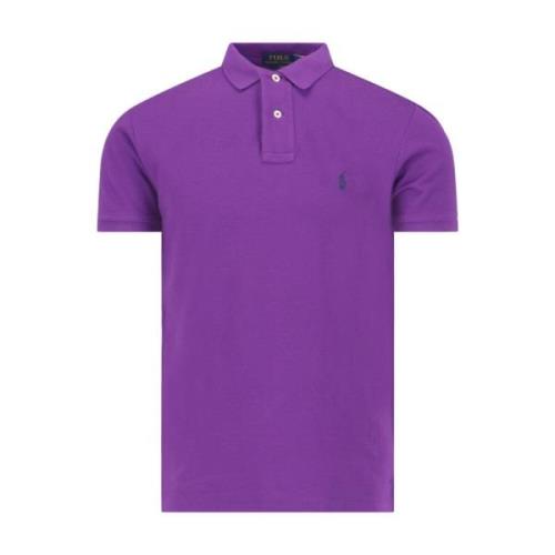 Paarse Katoenen Polo met Logo Borduursel Ralph Lauren , Purple , Heren