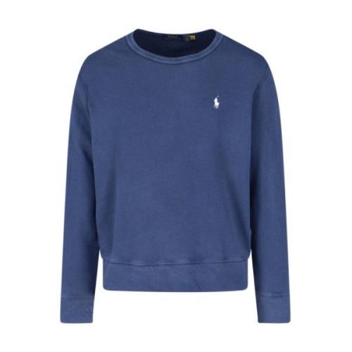 Blauwe Katoenen Crewneck Sweater met Logo Borduursel Ralph Lauren , Bl...