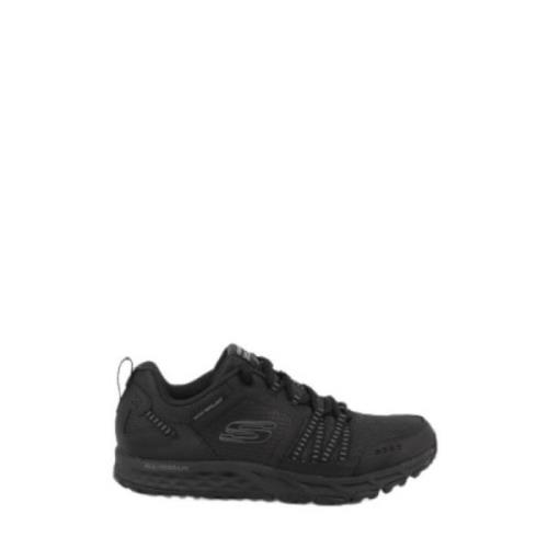 Waterdichte Zwarte Sneakers Platte Zool Veters Skechers , Black , Here...