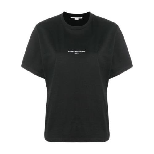 Zwart logo-print T-shirt Stella McCartney , Black , Dames