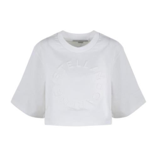 Flock Embossed Logo Crop T-shirt Stella McCartney , White , Dames