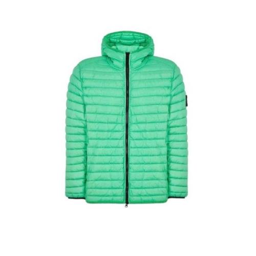 Lichtgroene Gewatteerde Jas met Capuchon Stone Island , Green , Heren