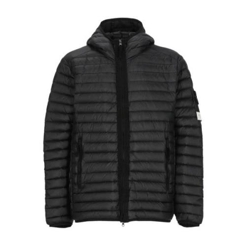 Zwarte herenjas met capuchon Stone Island , Black , Heren