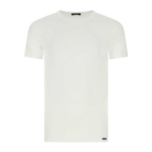 Wit Stretch Katoenen T-Shirt Tom Ford , White , Heren