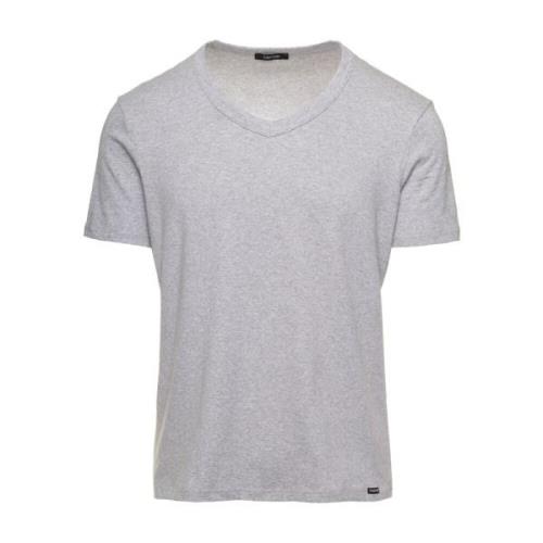 Grijze T-shirts en Polos - T-Shirt V Tom Ford , Gray , Heren