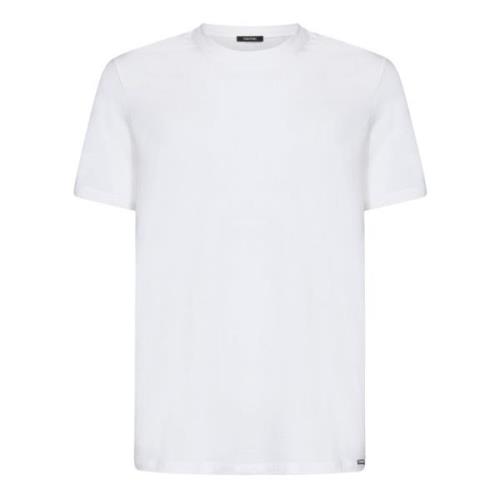 Wit Geribbeld Crewneck T-Shirt voor Heren Tom Ford , White , Heren