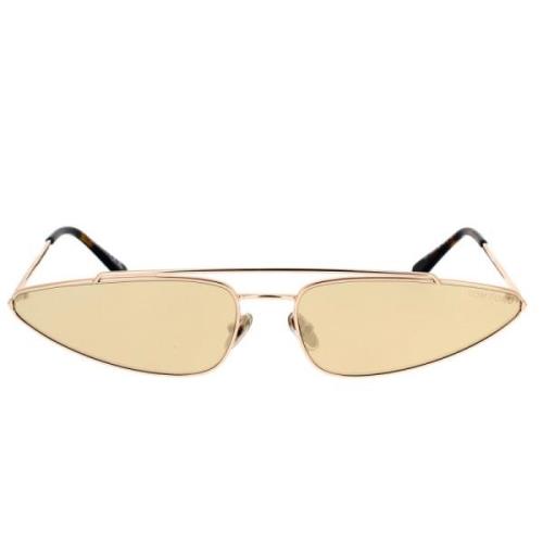 Geometrische metalen zonnebril met spiegelende bruine glazen Tom Ford ...