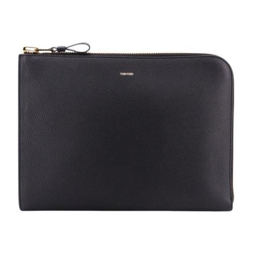 Zwarte Leren Clutch voor Heren - Aw23 Tom Ford , Black , Heren