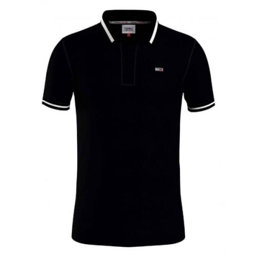 Zwarte Tipped Stretch Polo Shirt Tommy Hilfiger , Black , Heren