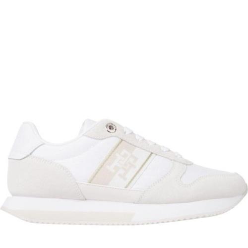 Witte Leren Sneakers met Rubberen Zool Tommy Hilfiger , White , Dames