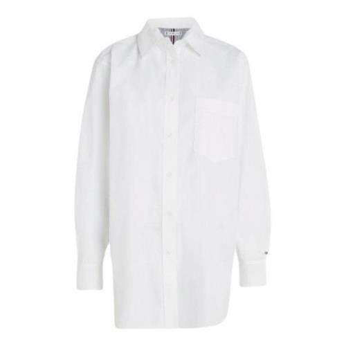 Oversized Katoenen Poplin Shirt Tommy Hilfiger , White , Dames