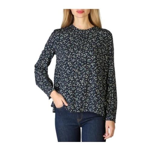 Bloemenprint Viscose Blouse met Knopen Tommy Hilfiger , Blue , Dames