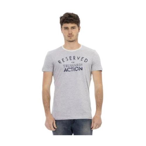 Action Grijs Katoenen T-Shirt met Voorkant Print Trussardi , Gray , He...