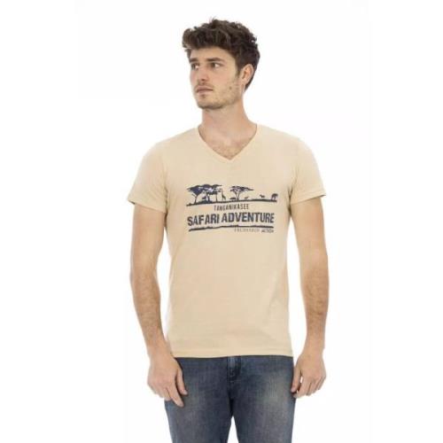 Action Beige V-Hals T-Shirt Trussardi , Beige , Heren