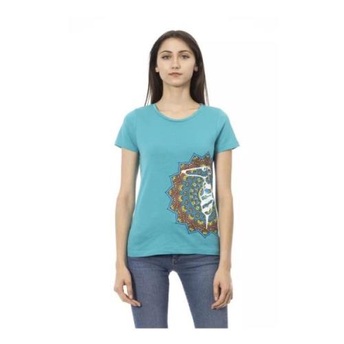 Stijlvol Lichtblauw Katoenen T-Shirt Trussardi , Blue , Dames