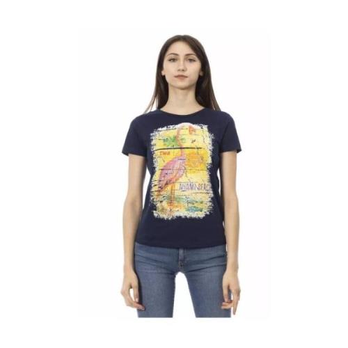 Blauw Katoenen T-shirt met Korte Mouwen Trussardi , Blue , Dames