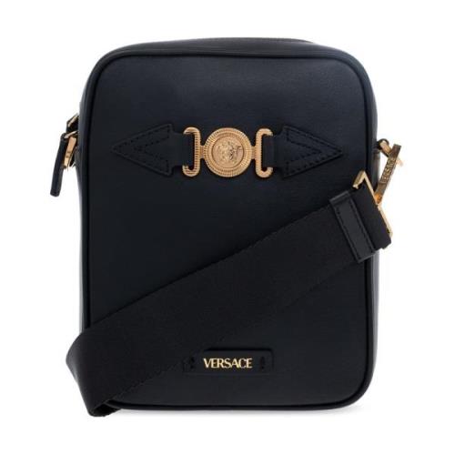 Leren schoudertas Versace , Black , Heren