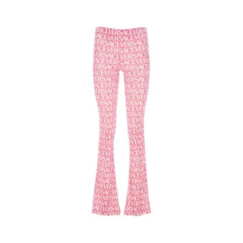 Bedrukte fluwelen broek Versace , Pink , Dames