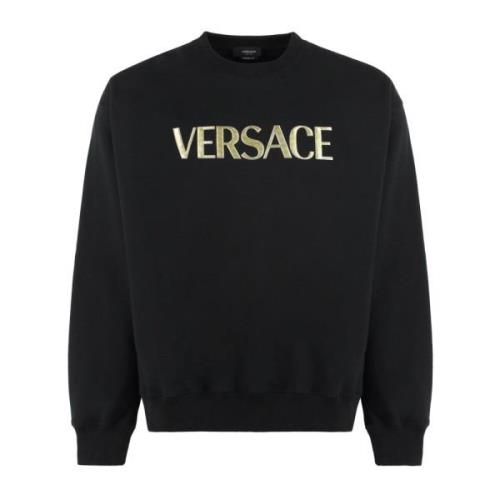 Katoenen Logo Sweatshirt Versace , Black , Heren