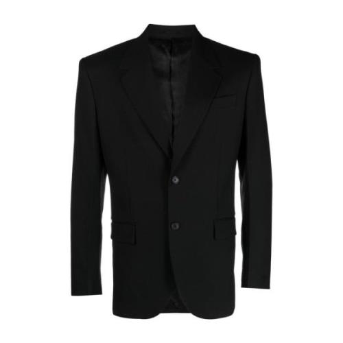 Zwarte Logo-Patch Blazer Versace , Black , Heren