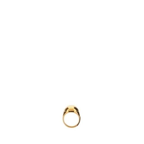 Gouden Metalen Ring - Stijlvol Ontwerp Versace , Yellow , Dames