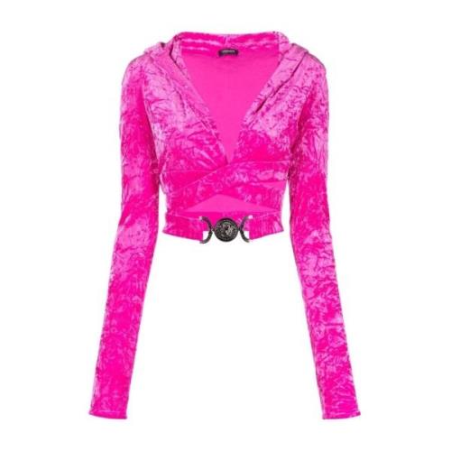 Roze Velvet Crossover Sweater Versace , Pink , Dames