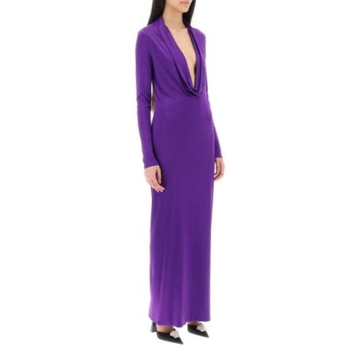 Maxi jurk met cowl neck Versace , Purple , Dames