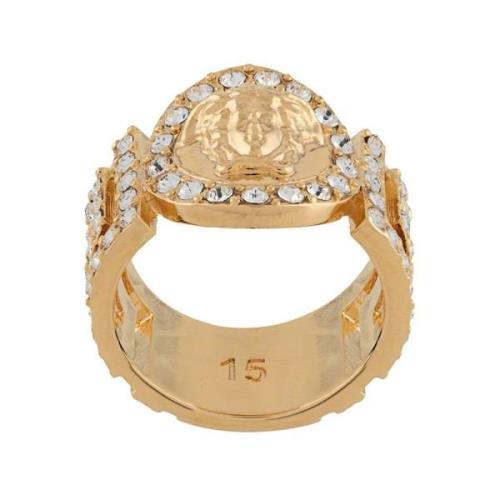 Metalen Kristallen Ring, 11 W IT Versace , Yellow , Dames