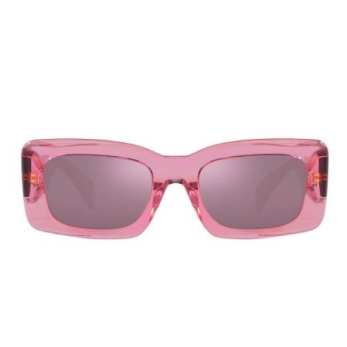 Rechthoekige zonnebril met paarse lens en transparant roze frame Versa...