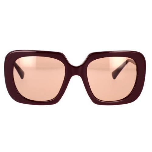 Vierkante zonnebril met bruine lens en bordeaux montuur Versace , Red ...