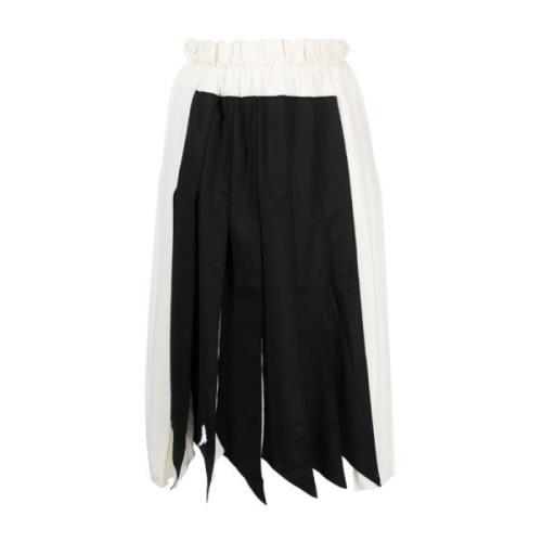 Zwart/Wit Zijden Kaskade-Plooi Midi Rok Victoria Beckham , Multicolor ...