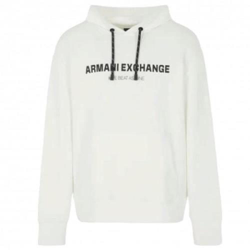 Witte hoodie met borstprint Armani Exchange , White , Heren