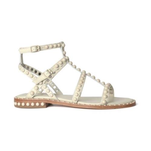 Zachte leren platte sandalen ASH , Beige , Dames